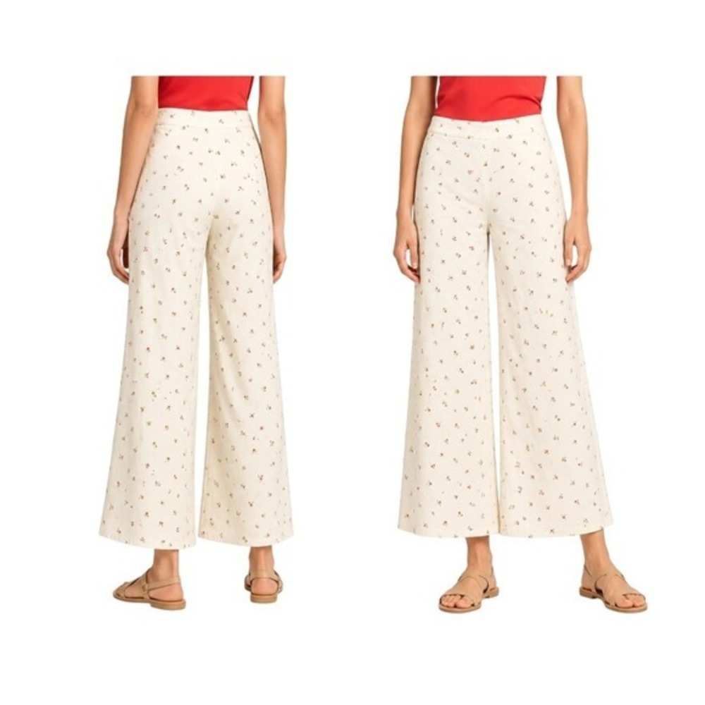 Anthropologie Feather Bone Womens 4 Talese Wide Leg Cherry Print Pants